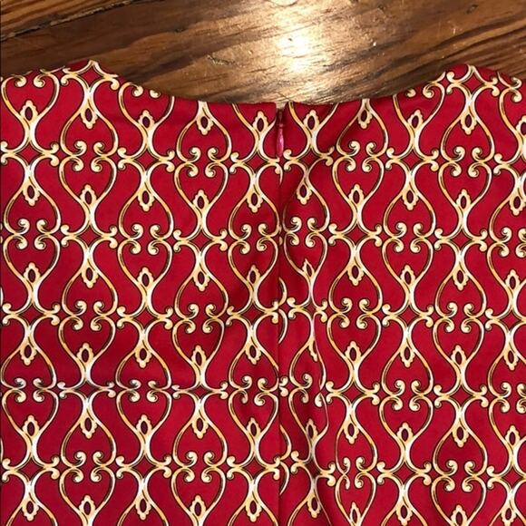 NWT J. McLaughlin XS Sophia Shift Dress Heartsong Scarf Print Red Gold - Picture 4 of 5